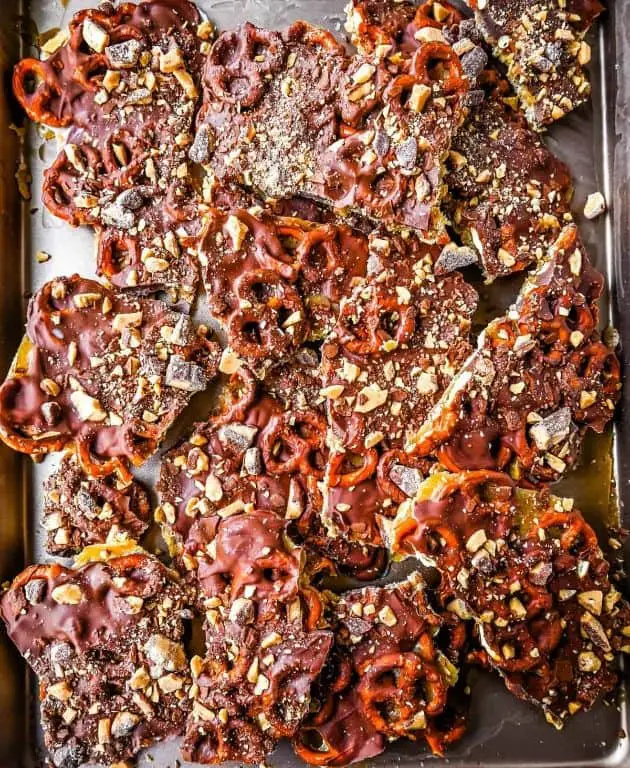 Chocolate Covered Pretzels with Heath Toffee Bits