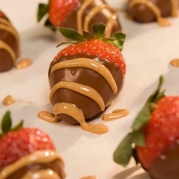 Chocolate Covered Strawberries with Peanut Butter Drizzle