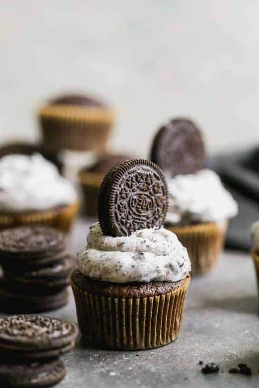 Chocolate Oreo Cupcakes with Whipped Topping