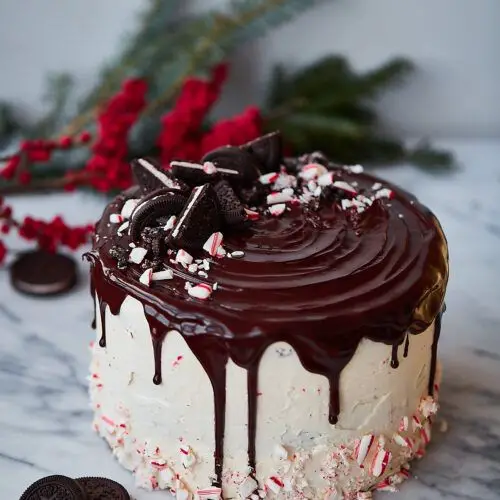 Chocolate Peppermint Crunch Cake