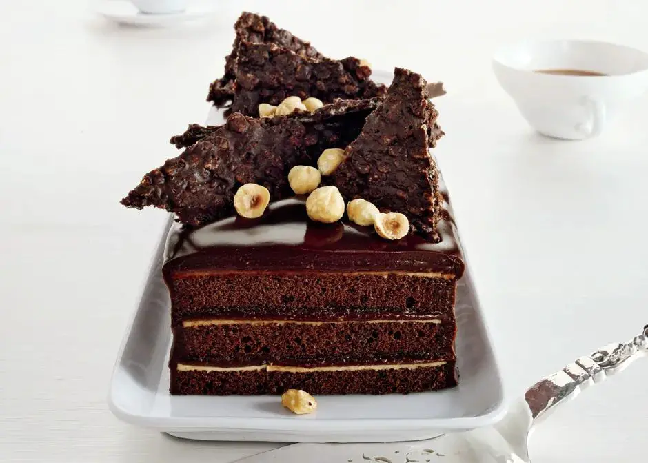Chocolate Pound Cake with Hazelnut Praline Crunch