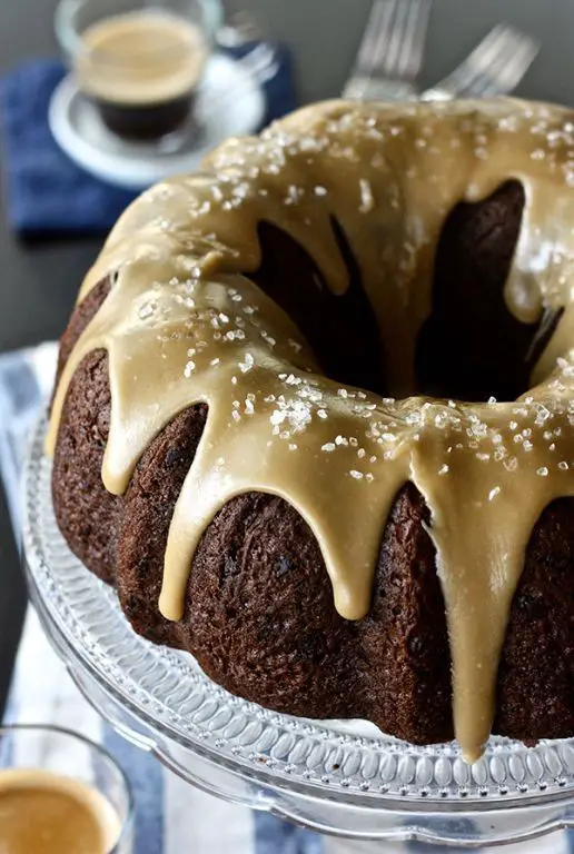 Chocolate Pound Cake with Salted Caramel Topping