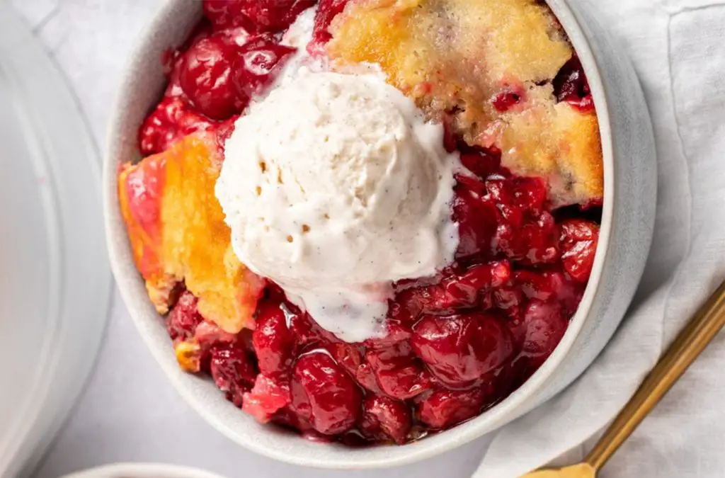 Chokecherry Cobbler with Vanilla Ice Cream