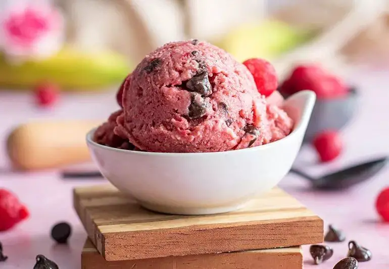 Chokecherry Ice Cream with Chocolate Chips
