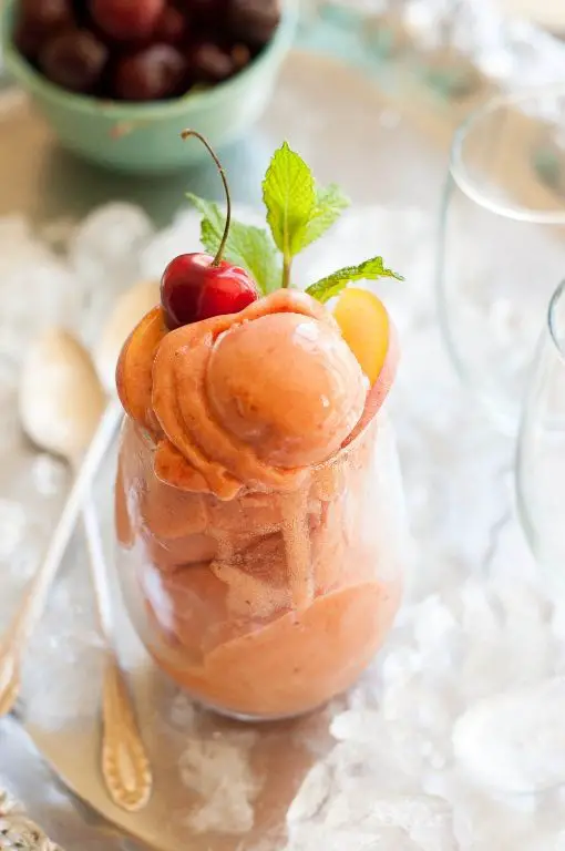 Chokecherry Sorbet with Mint
