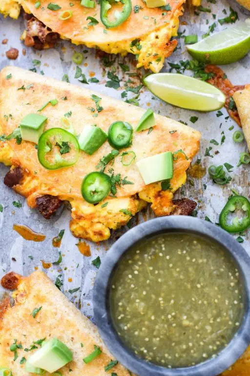 Chorizo Quesadillas with Salsa Verde