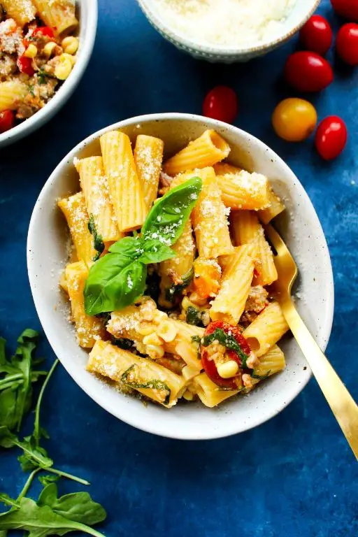 Chorizo and Corn Blackstone Pasta