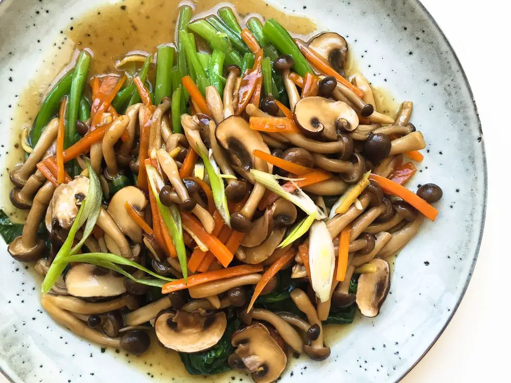 Choy Sum and Mushroom Stir-Fry
