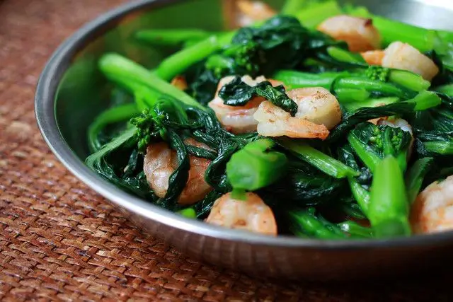 Choy Sum and Shrimp Stir-Fry