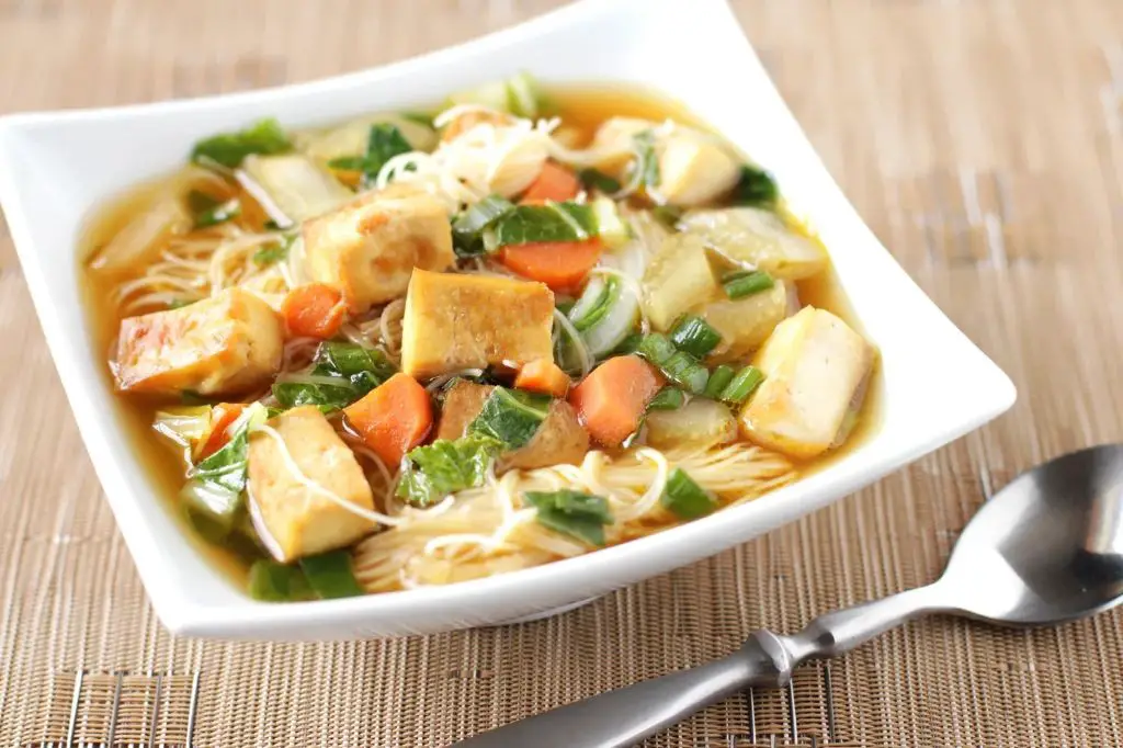 Choy Sum and Tofu Soup