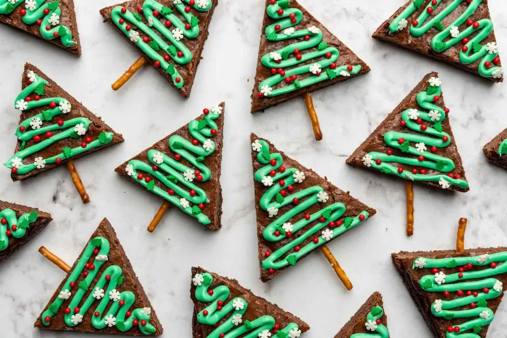 Christmas Tree Decorated Brownies