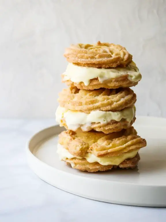 Churro Ice Cream Sandwiches with Caramel Swirl