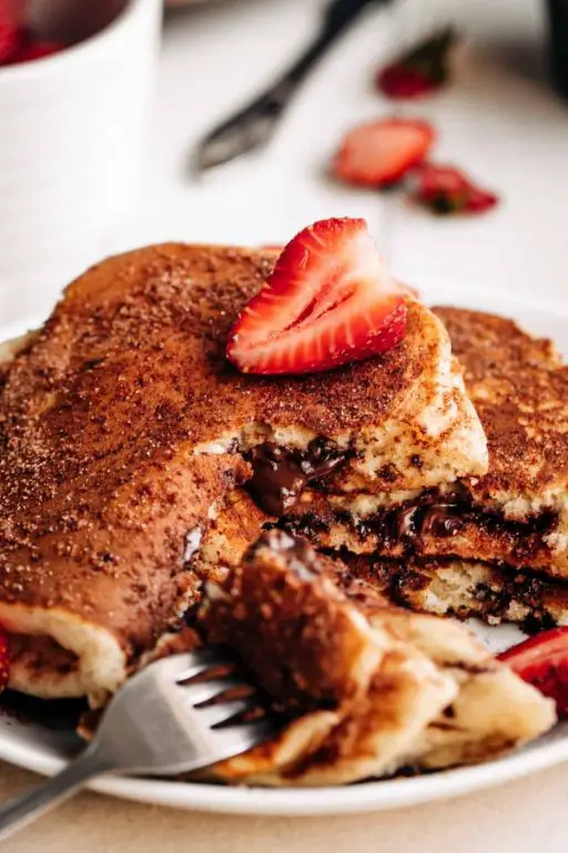 Churro Pancakes with Nutella Drizzle