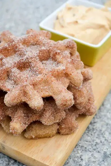 Churro Waffles with Dulce de Leche