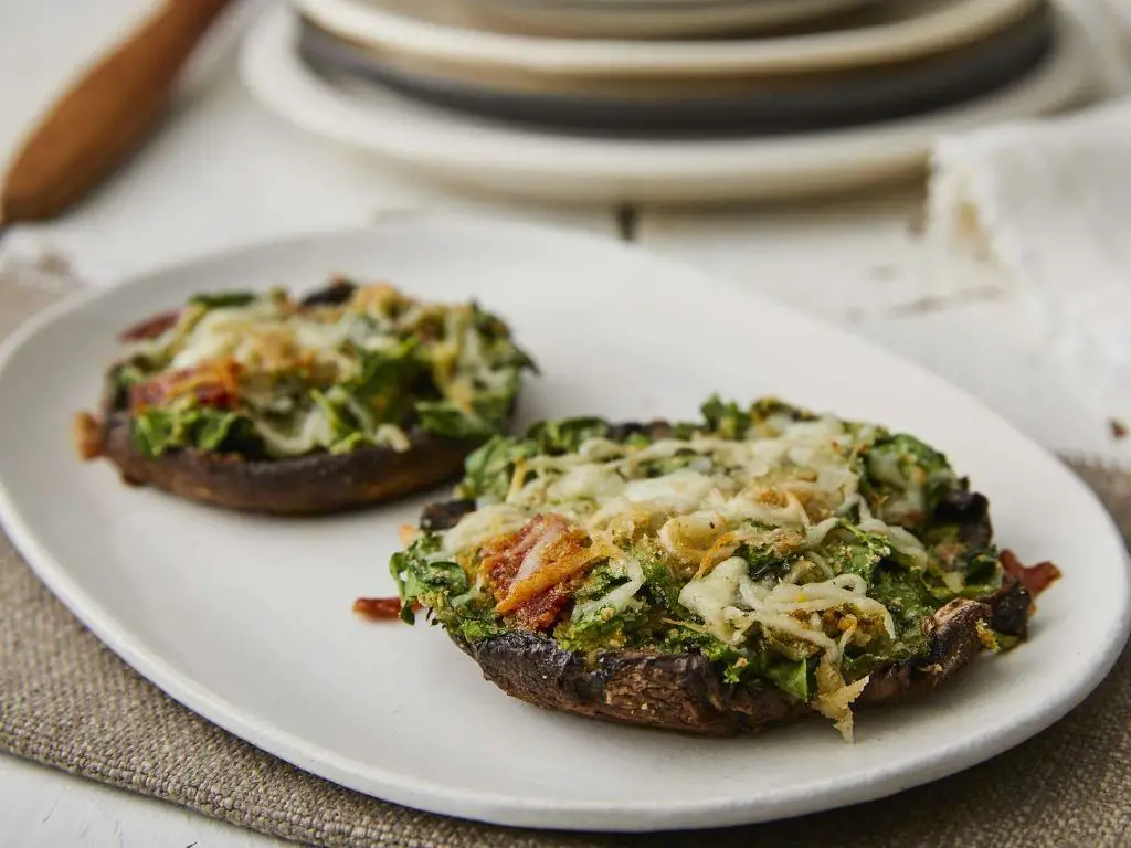 Cicada and Spinach Stuffed Portobello Mushrooms