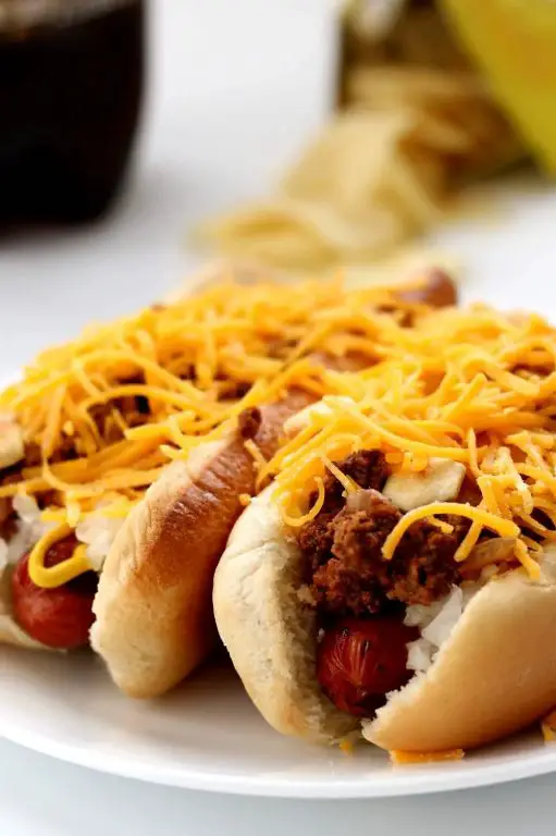 Cincinnati Chili Cheese Coney Dogs