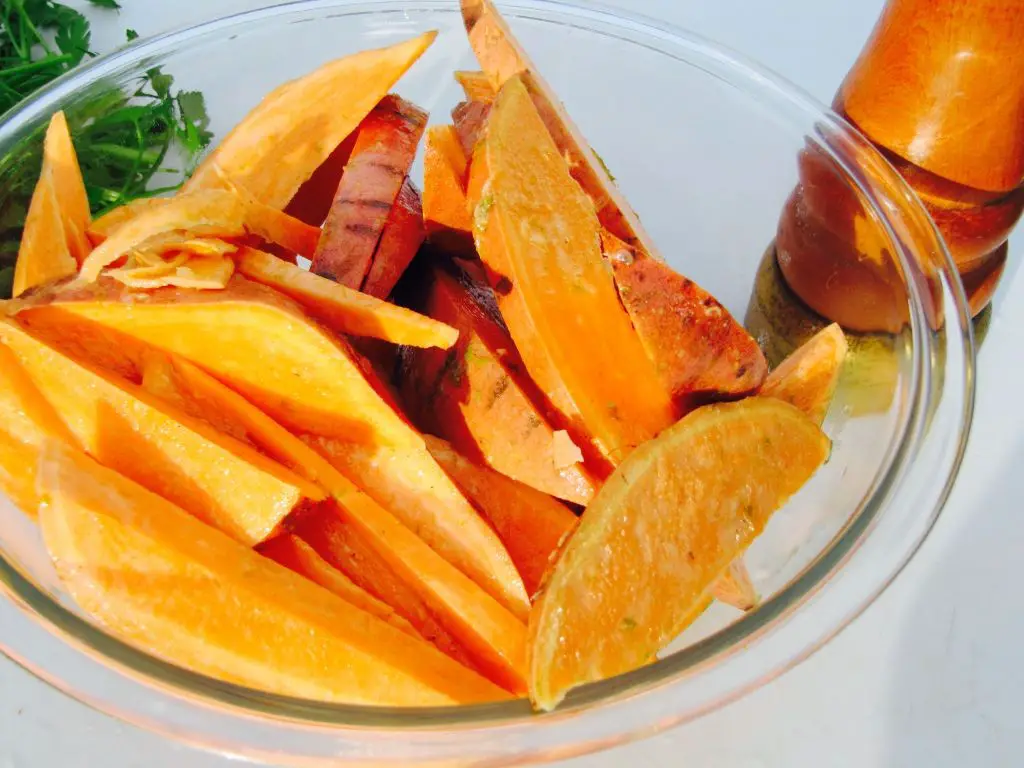 Citrus Infused Sliced Sweet Potato Wedges