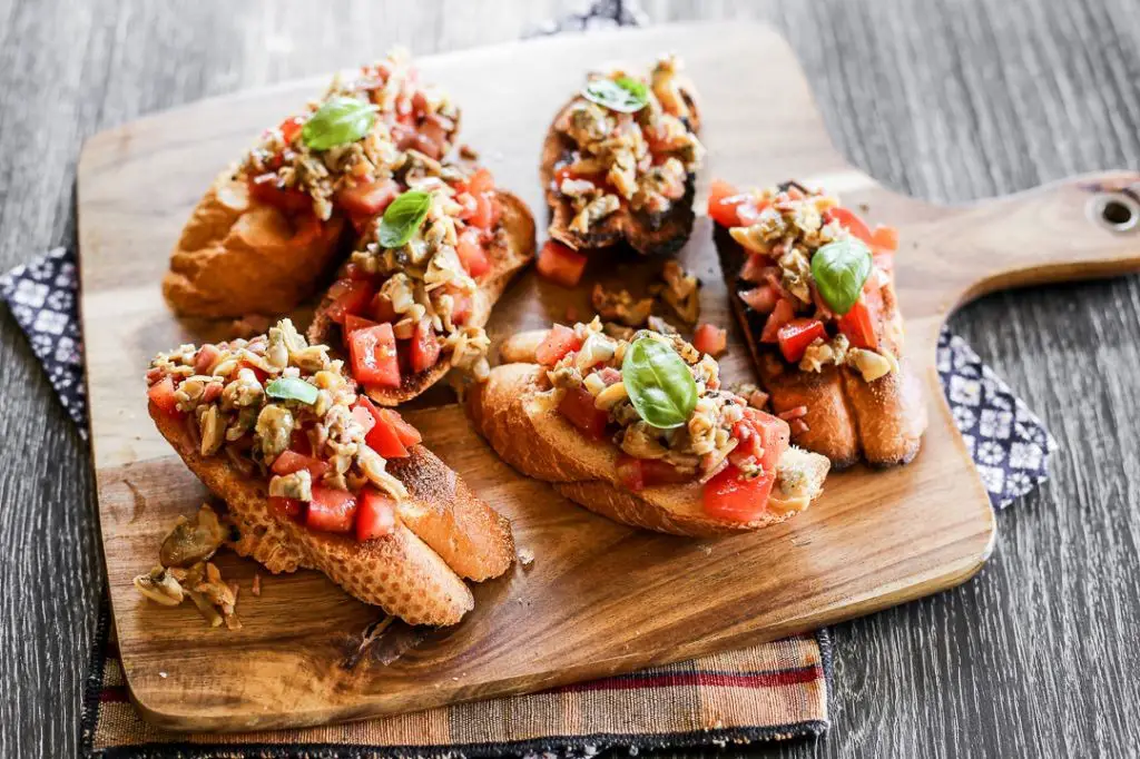 Clams Casino Crostini with Balsamic Glaze