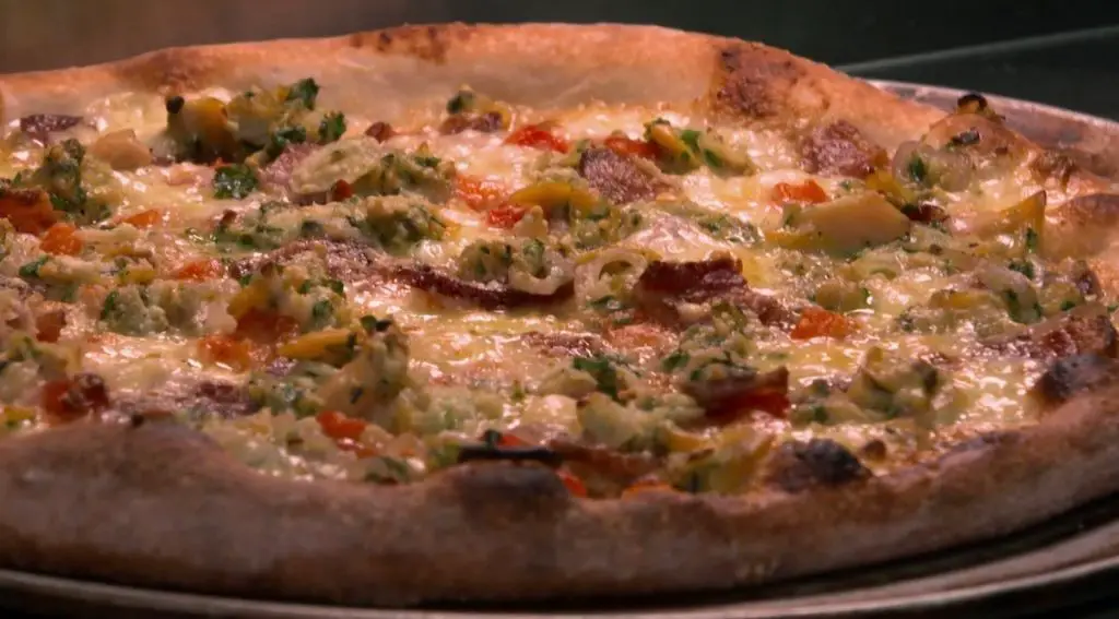 Clams Casino Pizza with Garlic and Red Onion