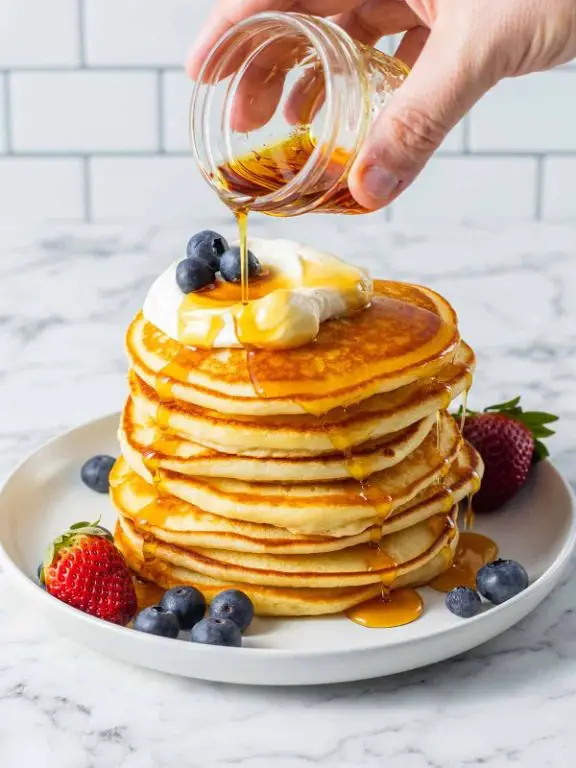 Clarified Butter Pancakes with Maple Syrup