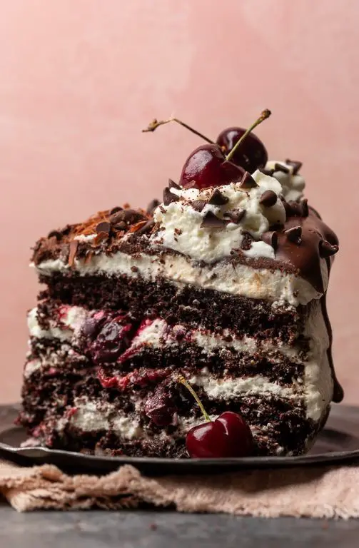 Classic Black Forest Gateau with Fresh Cherries