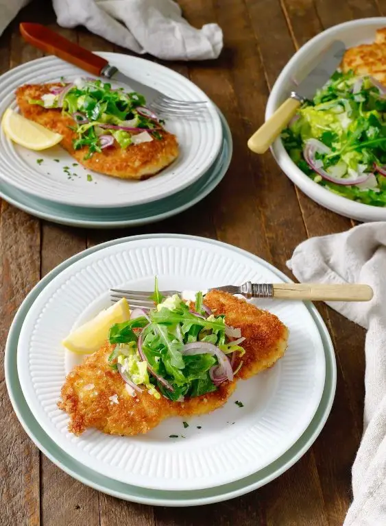 Classic Chicken Milanese with Lemon Arugula Salad
