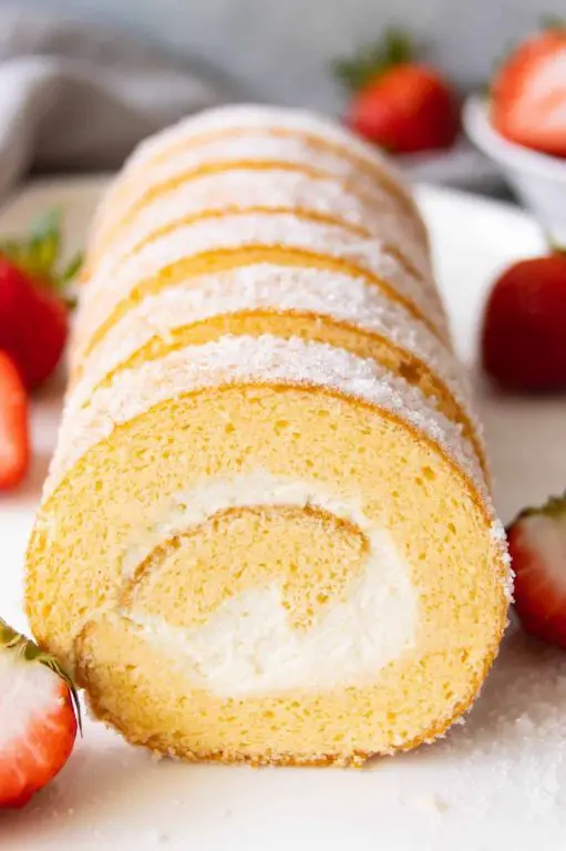 Classic Vanilla Cake Roll with Whipped Cream Filling