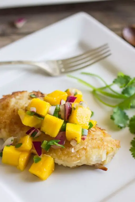 Coconut Crusted Chicken with Mango Salsa