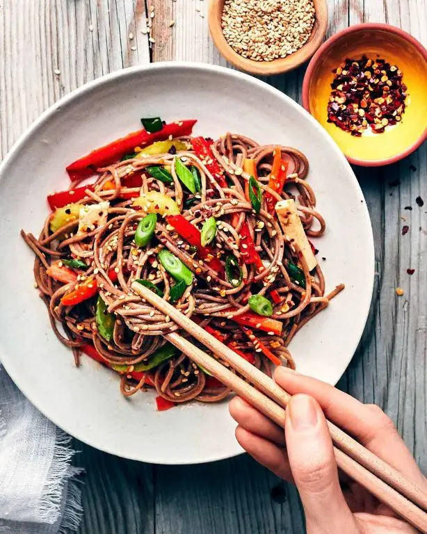 Cold Soba Noodle Salad with Sesame Dressing