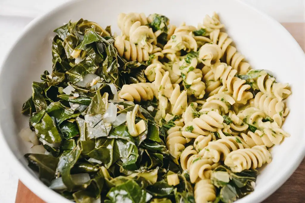 Collard Greens Pesto Pasta