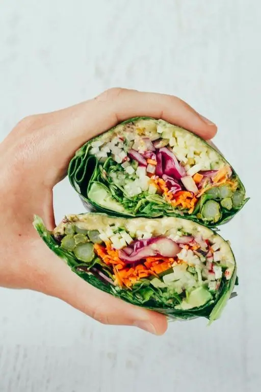 Collard Greens Wraps with Avocado and Hummus