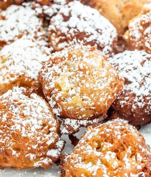 Confectionary Sugar Dusted Apple Fritters