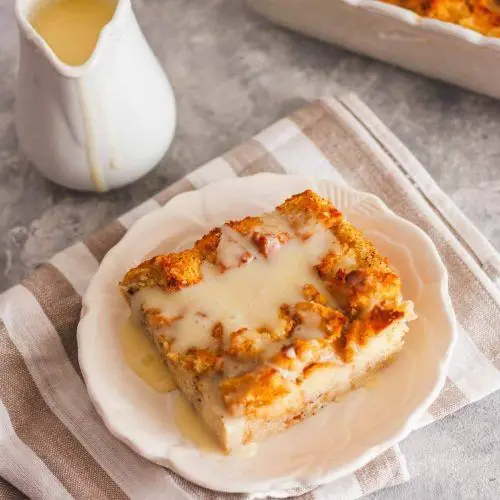 Corn Bread Pudding with Vanilla Sauce