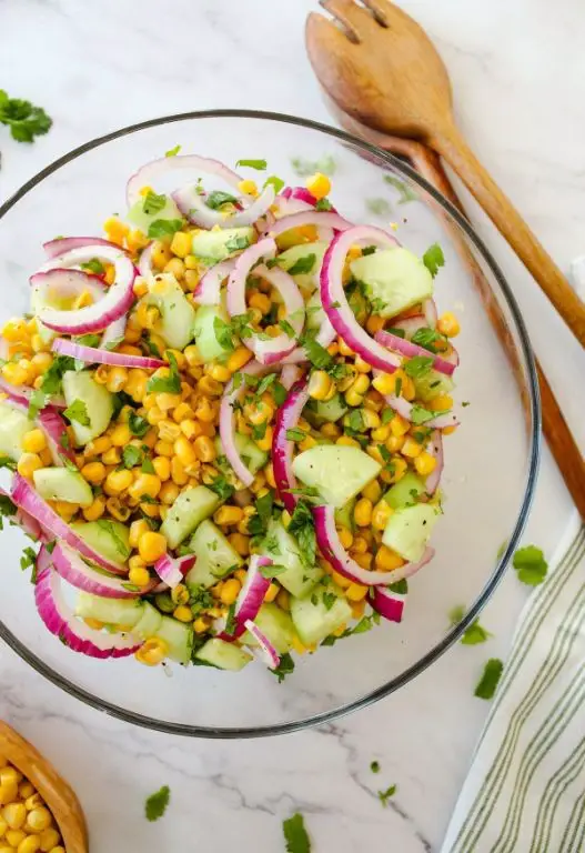 Corn Salad with Cucumber and Red Onion