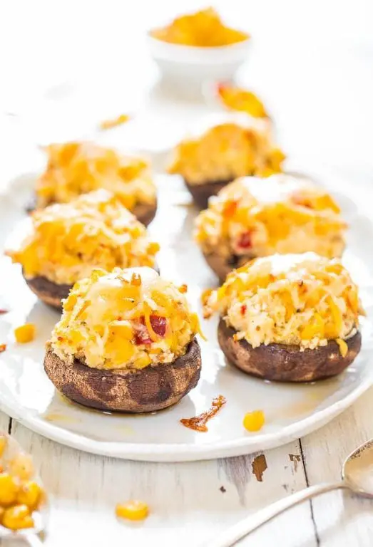 Corn and Cream Cheese Stuffed Mushrooms