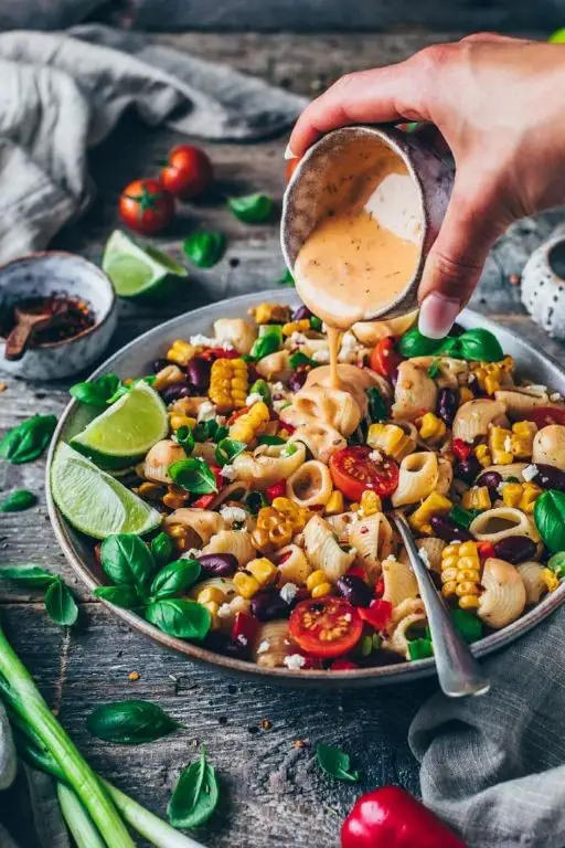 Corn and Tortellini Salad with Chipotle Dressing