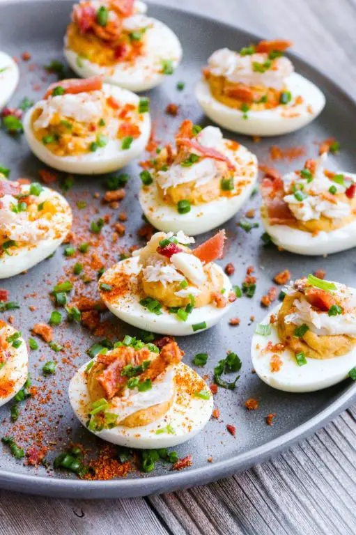 Crab and Bacon Deviled Eggs