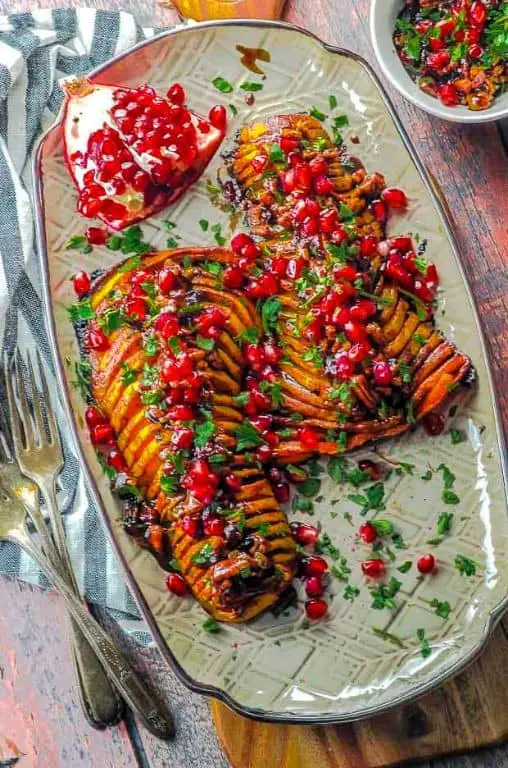 Cranberry and Pecan Stuffed Hasselback Butternut Squash