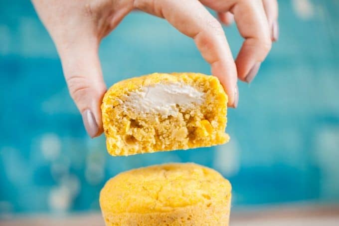 Cream Cheese Stuffed Cornbread Muffins