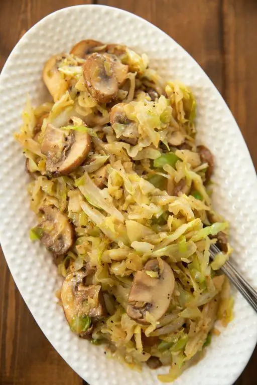 Creamed Cabbage and Mushroom Stir-Fry