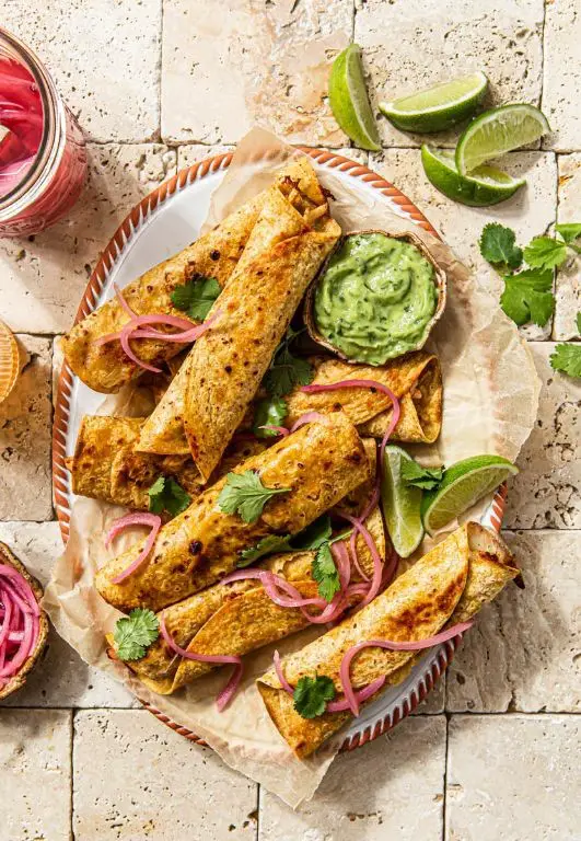 Creamy Avocado Chicken Taquitos