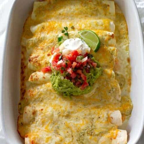 Creamy Corn and Chicken Enchiladas with Cream Cheese