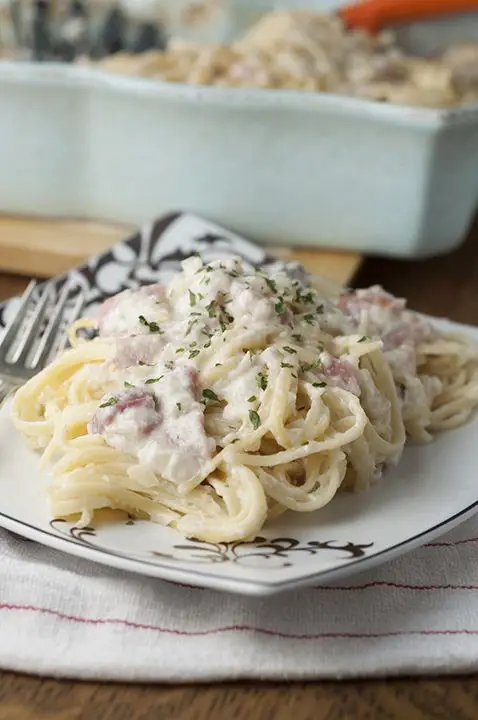 Creamy Ham and Chicken Alfredo Pasta