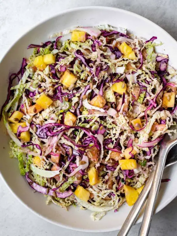 Creamy Pineapple Cole Slaw with Greek Yogurt