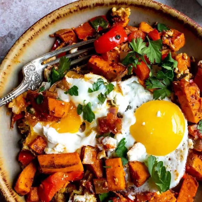 Cricket and Sweet Potato Hash with Fried Eggs
