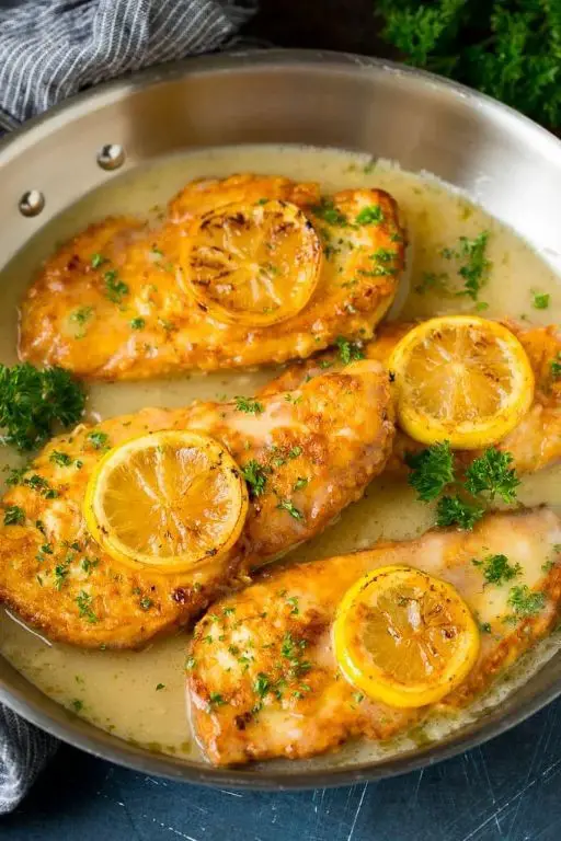 Crispy Chicken Francese with White Wine Sauce