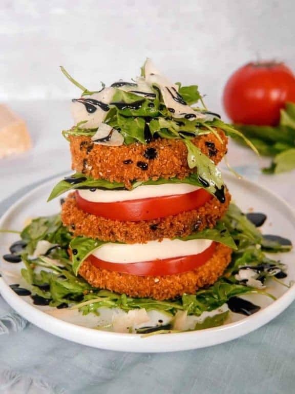 Crispy Eggplant Caprese Salad