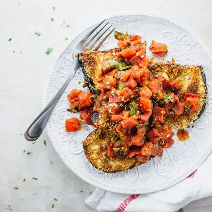 Crispy Eggplant Parmesan with Fresh Basil