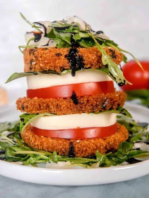 Crispy Eggplant and Mozzarella Stacks