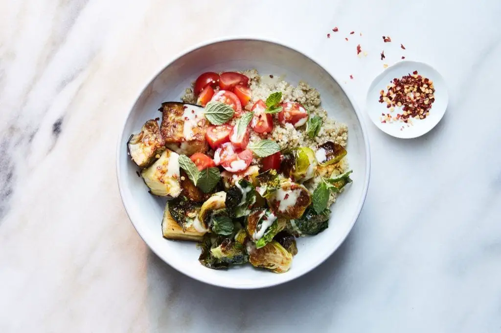Crispy Eggplant and Quinoa Bowl